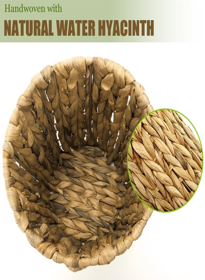 Bekith Wicker Trash Can, Small Wicker Waste Basket Trash Basket with Handwoven Water Hyacinth, Garbage Can for Bathroom, Bedroom, Kitchen, Living Room, Office - Image 3