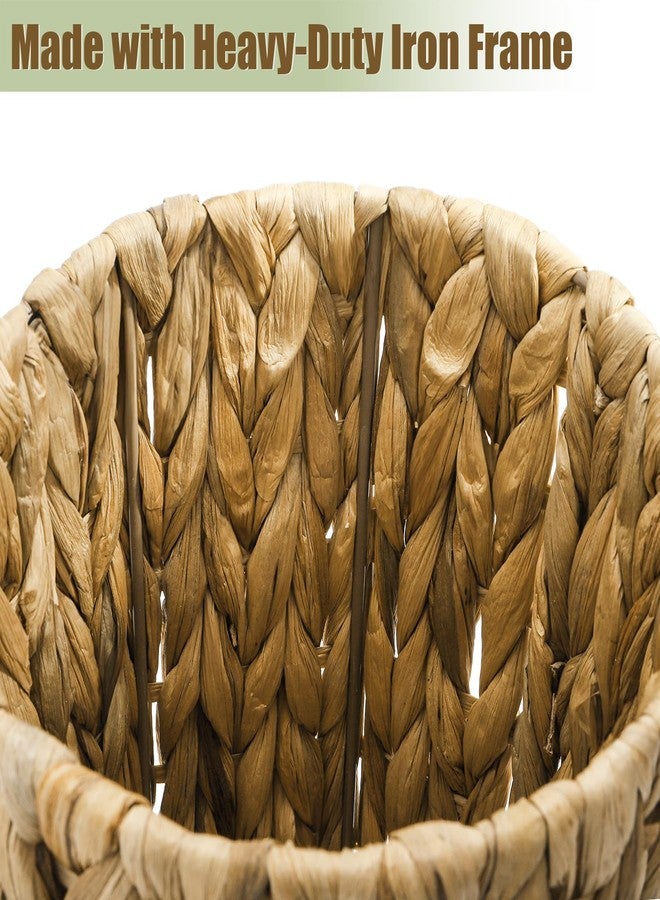 Bekith Wicker Trash Can, Small Wicker Waste Basket Trash Basket with Handwoven Water Hyacinth, Garbage Can for Bathroom, Bedroom, Kitchen, Living Room, Office - Image 4