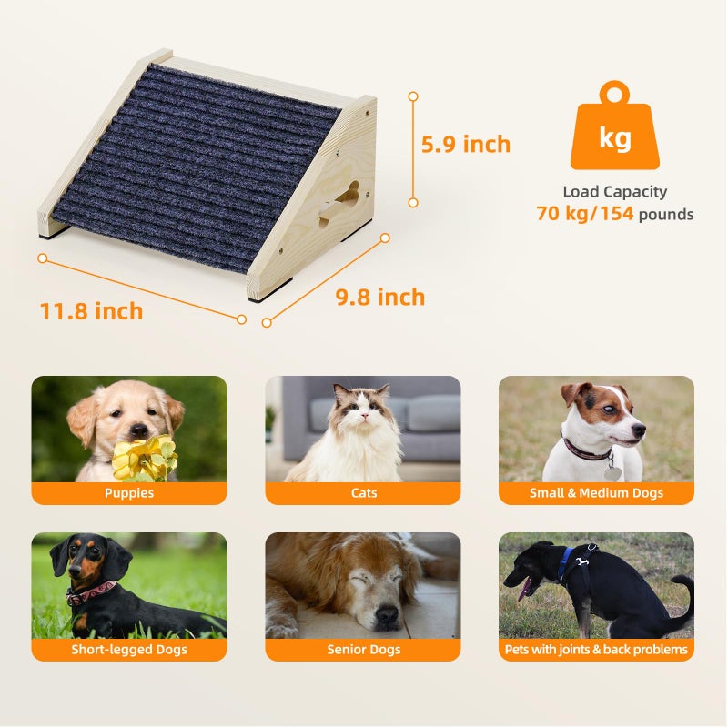 INRLKIT 4 Pack Wooden Dog Ramp for Stairs Suits for Small Medium Large Dogs Cats, Pet Steps for Staircase Ramp for Dogs Cats, Need Installation(Gray, S: 11.8 * 9.8 * 5.9 inches) - Image 2