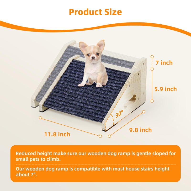 INRLKIT 4 Pack Wooden Dog Ramp for Stairs Suits for Small Medium Large Dogs Cats, Pet Steps for Staircase Ramp for Dogs Cats, Need Installation(Gray, S: 11.8 * 9.8 * 5.9 inches) - Image 5