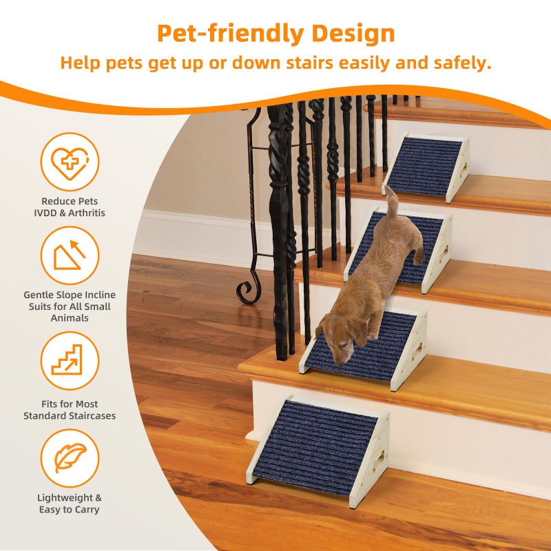 INRLKIT 4 Pack Wooden Dog Ramp for Stairs Suits for Small Medium Large Dogs Cats, Pet Steps for Staircase Ramp for Dogs Cats, Need Installation(Gray, S: 11.8 * 9.8 * 5.9 inches) - Image 4