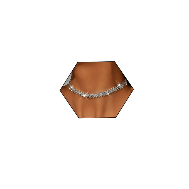 PINCHUAN Silver Choker Necklaces for Women Rhinestone Choker Diamond Choker Necklace Womenâ€™s Silver Prom Necklace Sparkly Crystal Rhinestone Choker for Prom Party Jewelry Gift-Silve/LX - Image 1
