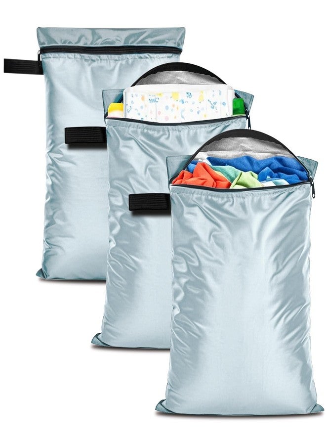 ClawsCover Wet Dry Bags 3 Pack,12x16 Inch Waterproof Reusable Wet Bag For Baby Diapers Swimsuit Wet Clothes Travel Beach Pool Gym,Durable Polyester Fabric,Waterproof Seal Strip Inside,Handle and Zipper,Blue - Image 1