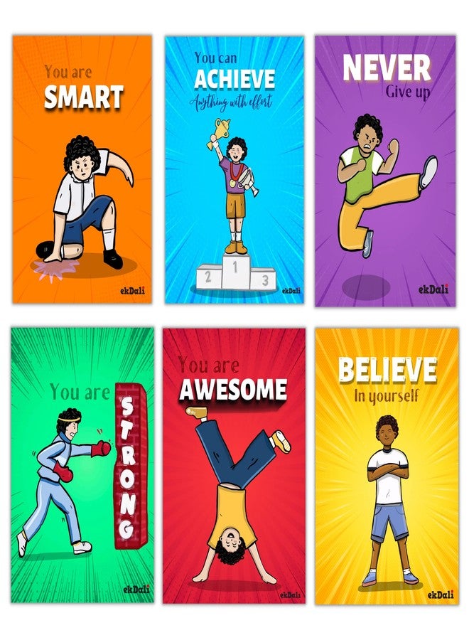 EKDALI Strong Boys Wall Poster With Motivational Quotes for Boys Room| Set of 6 posters | 6 x 9 inches | 350 GSM thick paper - Image 1