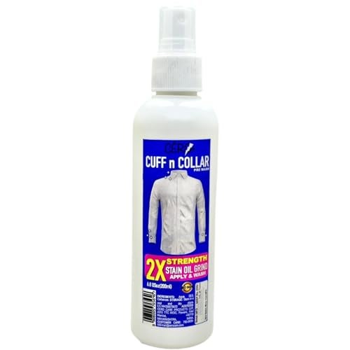CERO® 2X Strength Cuff & Collar Pre Wash Dirt and Instant Stain Remover for Clothes, Food & Beverages Powerful Stain Removal, Effective on All Fabrics, 2X Strength Formula - 200ml - Image 1