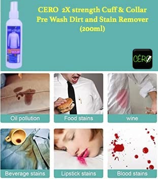 CERO® 2X Strength Cuff & Collar Pre Wash Dirt and Instant Stain Remover for Clothes, Food & Beverages Powerful Stain Removal, Effective on All Fabrics, 2X Strength Formula - 200ml - Image 5