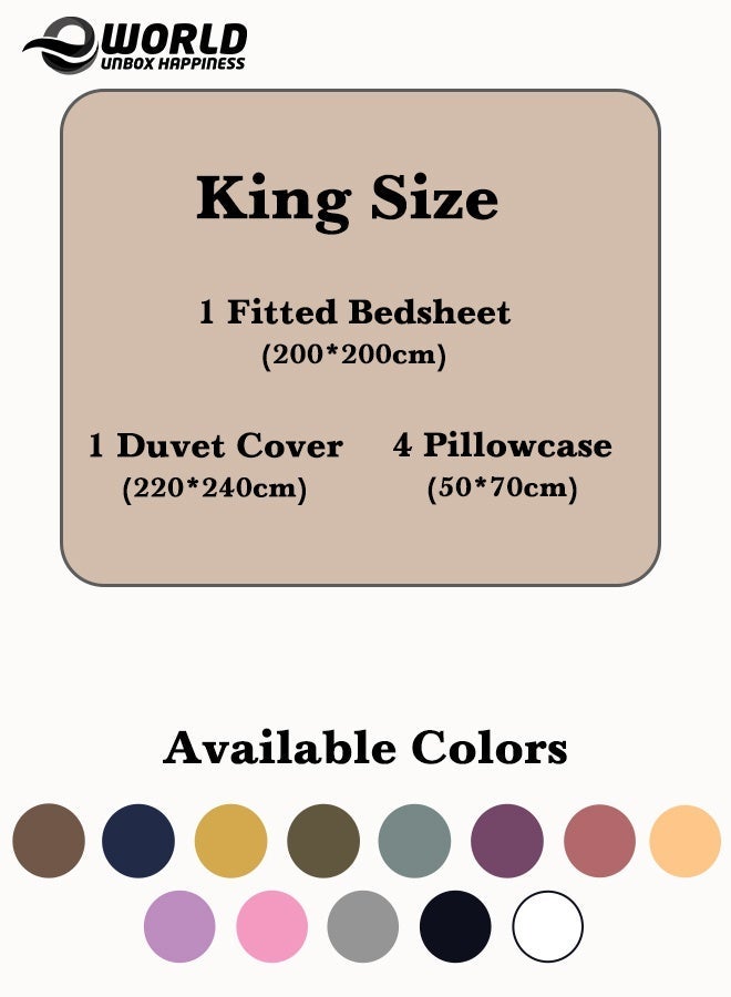 Eworld Premium Striped Duvet Set All Season – 6-Pieces Set Cream | King Size 220x240 cm | Ultra-Soft, Wrinkle-Resistant & Made in Dubai | Includes Duvet Cover, Fitted Sheet (200x200 cm) & 4 Pillowcases (50x70 cm) - Image 3