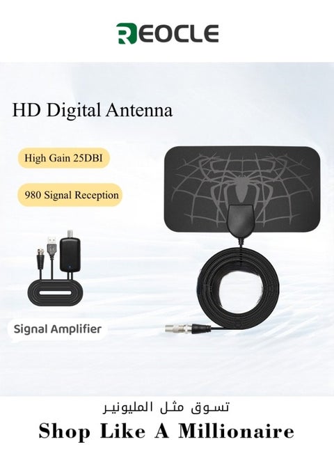 TV Antenna Indoor HDTV Antenna Support 4K 1080p with Signal Booster TV Antenna Indoor for Smart TV & Old TV & Local Channels