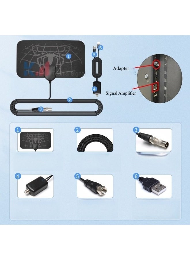 TV Antenna Indoor HDTV Antenna Support 4K 1080p with Signal Booster TV Antenna Indoor for Smart TV & Old TV & Local Channels