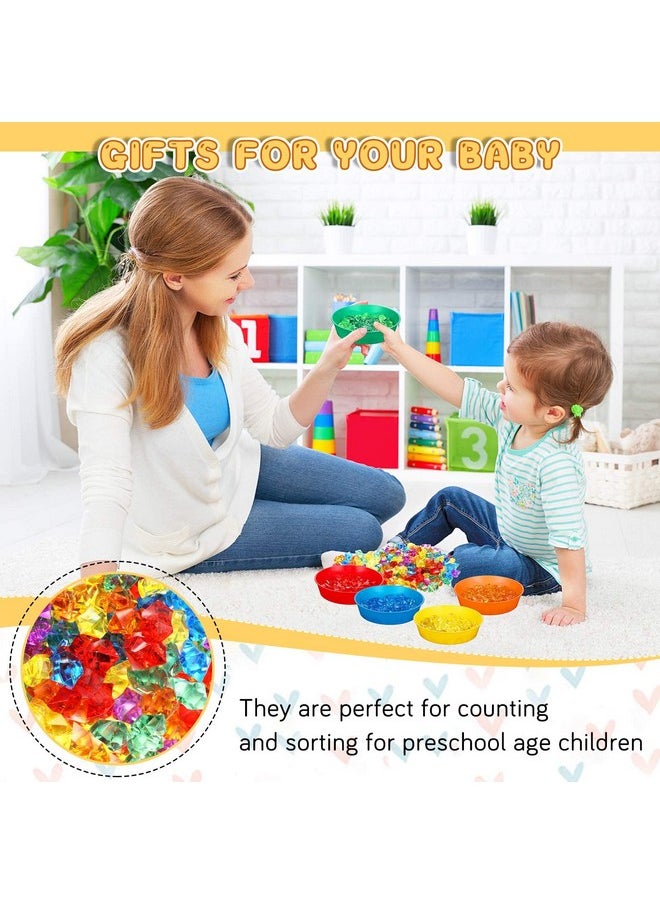 132 Pcs Tweezers For Kids Fine Motor Bulk Fine Motor Toys 120 Acrylic Multicolored Fake Crushed Ice Rock Gems 4 Tweezers 2 Scissors Clips 6 Cups For Sorting Counting Training Development