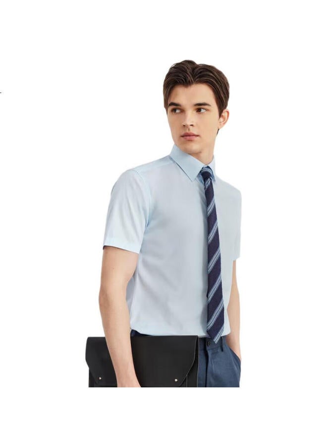 G2000 Men'S Cotton Blend Plain Weave Texture Skin-Friendly Comfort Short Sleeve Shirt Light Blue M/5E - Image 3