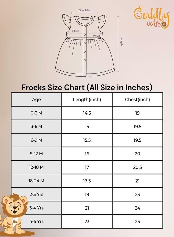 Cuddly Cubs Dual Tone Cotton Safari Frockfor kids| Green & Brown frock for girls|Size:18-24 Months - Image 4