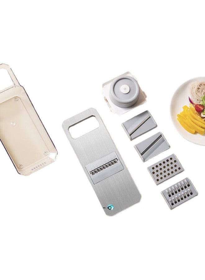 JD.com Jd Jingzao 304 Stainless Steel Vegetable Slicer, Home Potato Shredder, Grater, And Slicer (With 6 Blades + Hand Guard) - Image 3