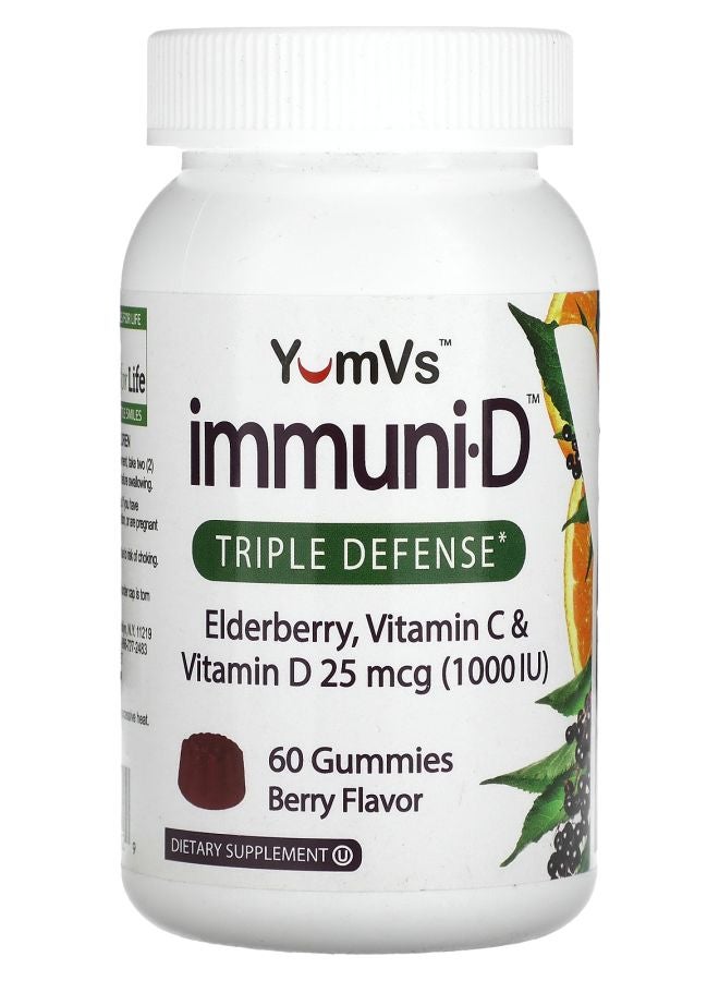 Elderberry Vitamin C & Vitamin D Triple Defense Berry 60 Gummies
