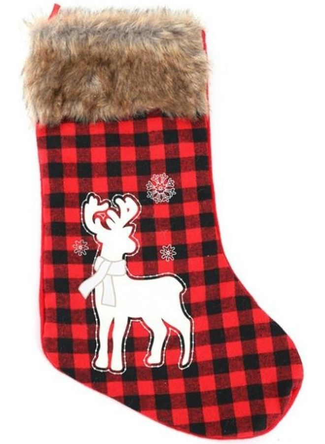 BGM 4 PCS Decoration Plaid Stocking Children Gift Candy Bag Red/Black/White - Image 2
