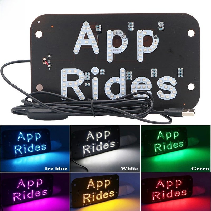 MUNTAQI In-stock APP RIDES Indicator Light with Switch Ride-Sharing Top Light 5-6V USB ice blue