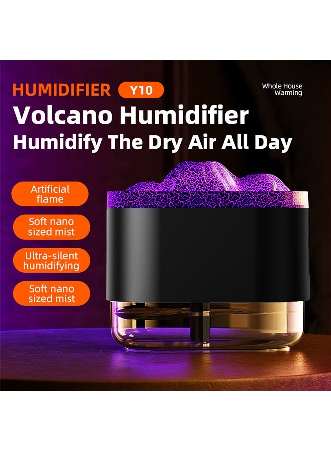 Portable Humidifiers For Bedroom 300ml Cool Mist Humidifiers And Oil Diffuser,Quiet Rapid Humidifiers,Mini USB Air Scent Small Humidifier With 7-Led Color Changing (Black-Volcano) - Image 1
