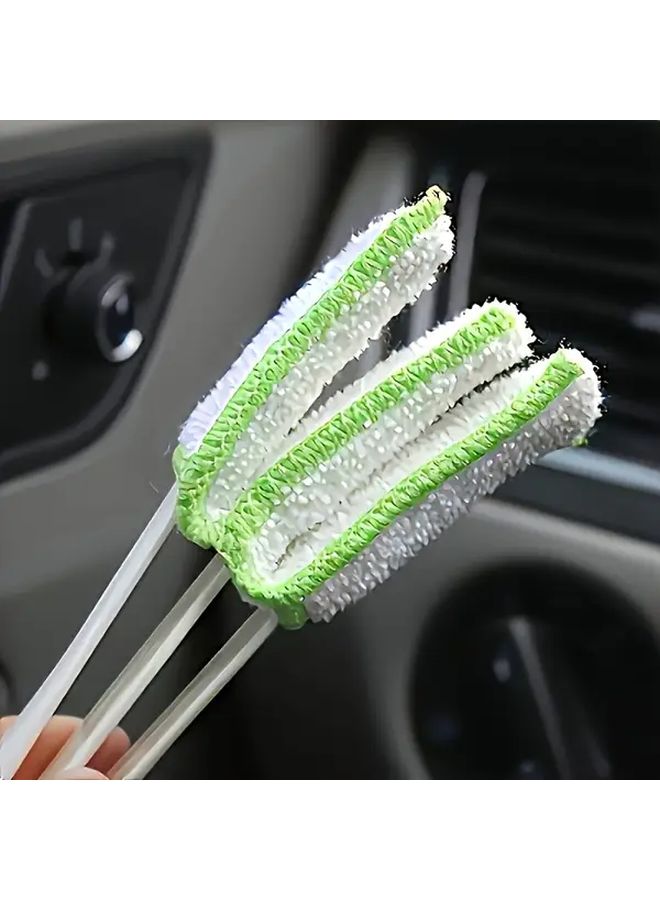 2 In 1 Green Car Vent And Interior Detail Cleaning Brush Multifunctional Non Electric Dust Tool For AC Power Outlets Car Interiors And Vehicle Accessories Durable Plastic Design With Ergonomic Handle Car Cleaning Accessory Versatile Cleaning Tool - Image 3