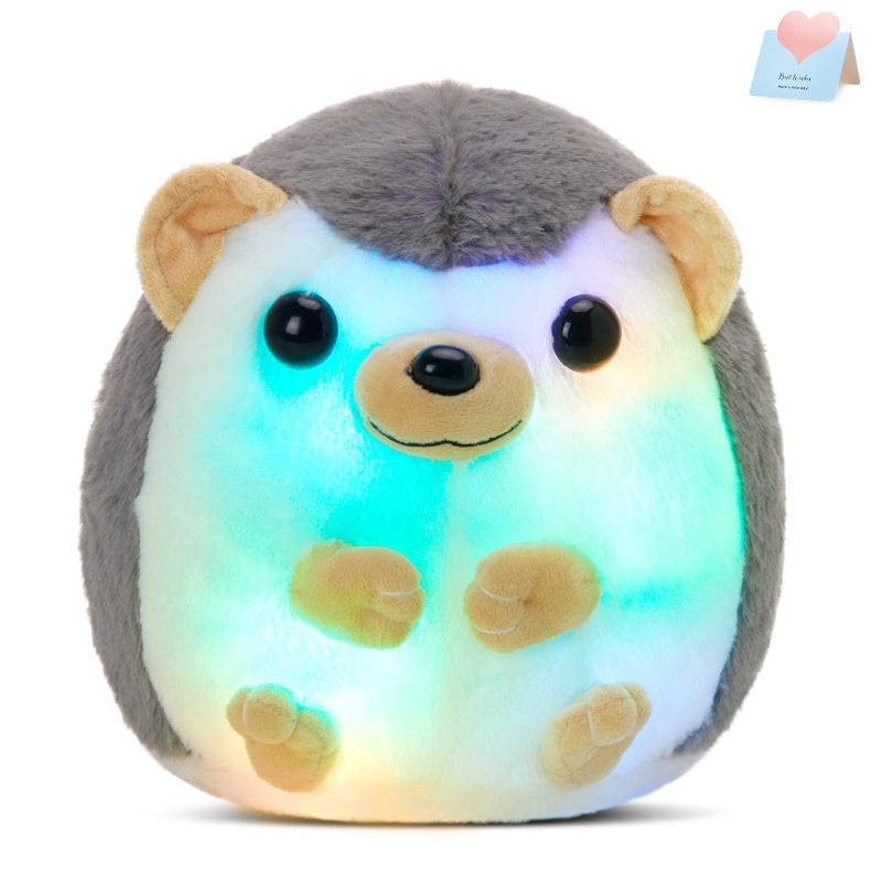 BSTAOFY 10 Light up Hedgehog Stuffed Animal Glow Soft Plush Toy LED Nightlight Bedtime Gift for Toddlers Kids on Birthday Christmas - Image 2