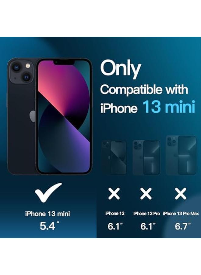 جي تيك جراب مغناطيسي 3 في 1 لهاتف Iphone 13 Mini مقاس 5.4 بوصة مع قطعتين من واقيات الشاشة الزجاجية المقواة المتوافقة مع غطاء الهاتف الشفاف غير اللامع المقاوم للصدمات من Magsafe باللون الأسود - Image 2