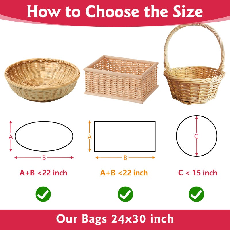 woric 12 Pcs Large Cellophane Bags for Gift Baskets 24x30 Inch Clear Gift Bags Cellophane Wrap for Easter Gifts Stuffers Candy Stuffed Animal Presents Birthday Baby Bridal Shower - Image 2