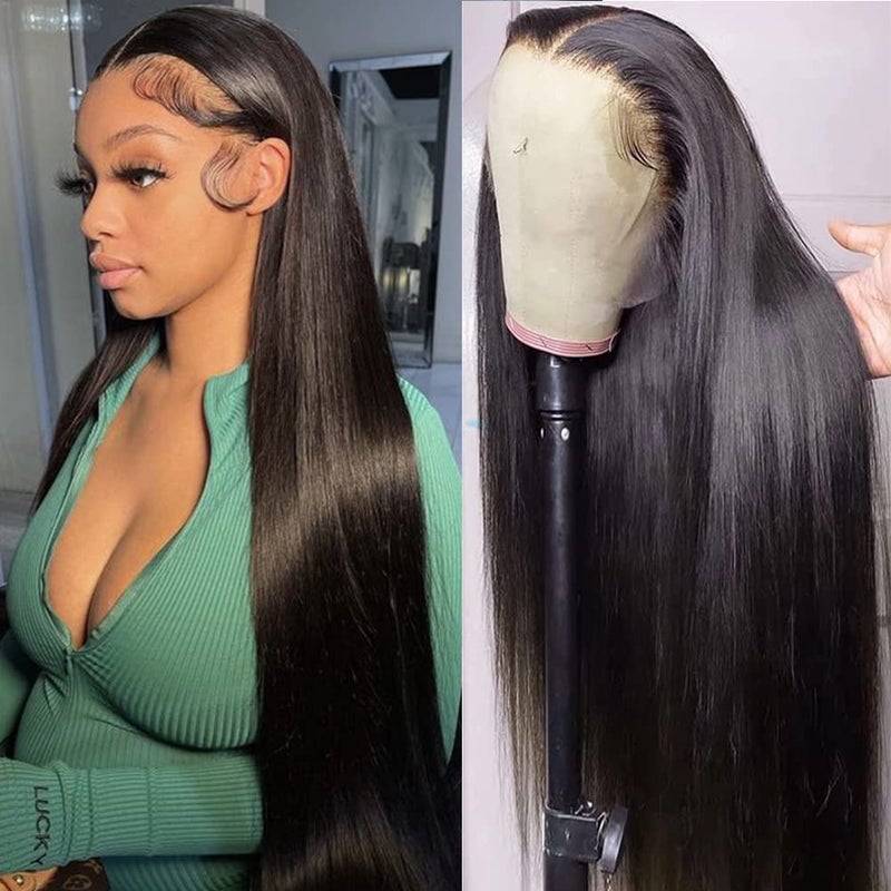 mengkai 24 Inch Lace Front Wigs Human Hair Pre Plucked HD Lace Front Wigs Human Hair Straight 13x4 HD Lace Frontal Wigs Human Hair Natural Hairline Glueless Wigs for Women