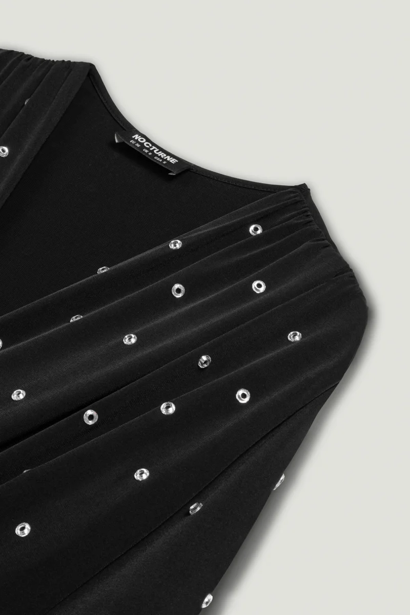 Nocturne Embellished V-Neck Long-Sleeve Bodysuit