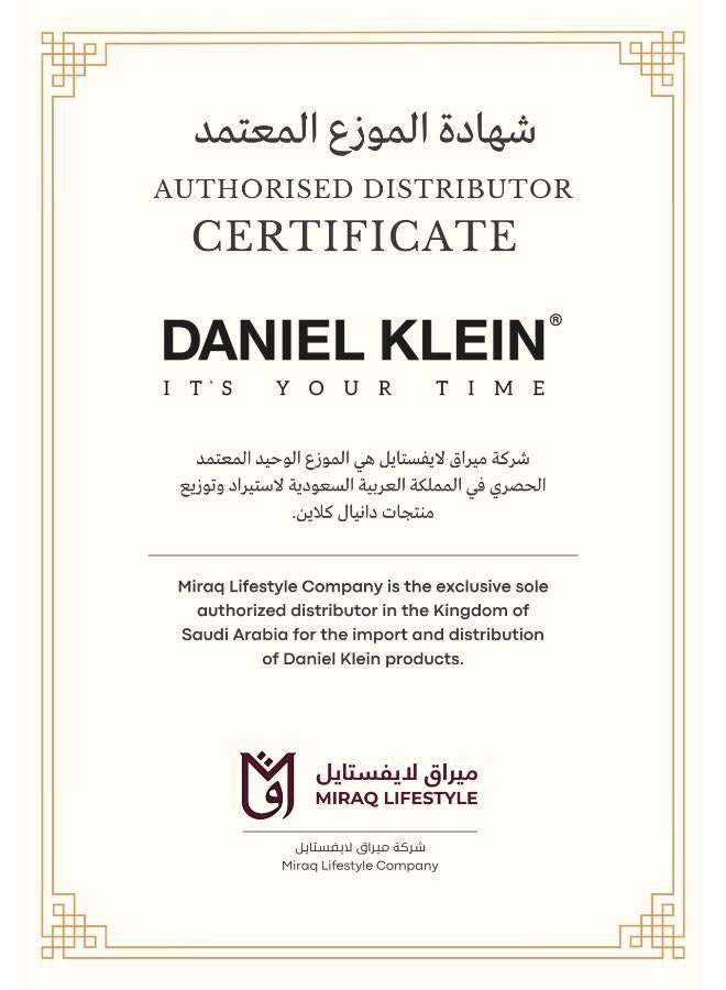 دانيل كلاين ساعة للجنسين ستانلس ستيل | هيكل من الستانلس ستيل الفضي ذهبي | تناظري | قرص دائري فضي منقوش | كوارتز ياباني | زوج | مقاومة للماء من 30 إلى 50 مترًا - Image 4