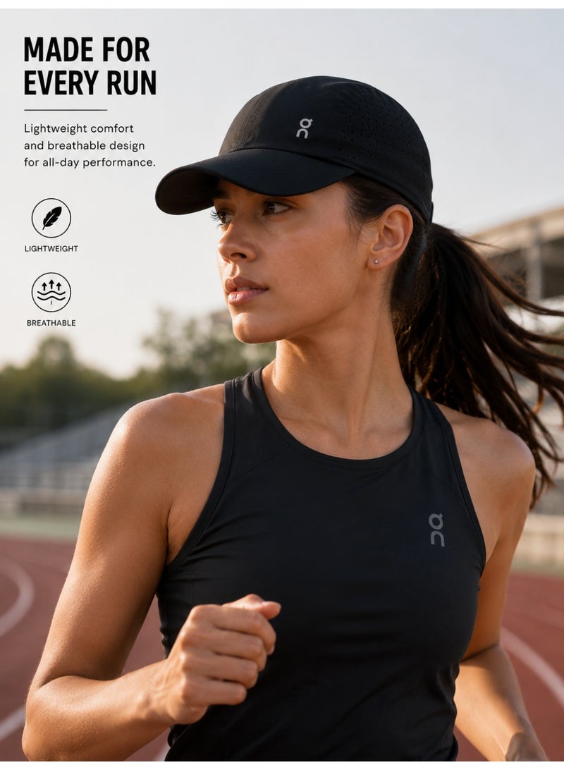 On Running Lightweight Running Cap – Ultra-Light Breathable Sports Hat with Adjustable Strap, Moisture-Wicking Sweatband & Ventilated Panels – Unisex Black - Image 2