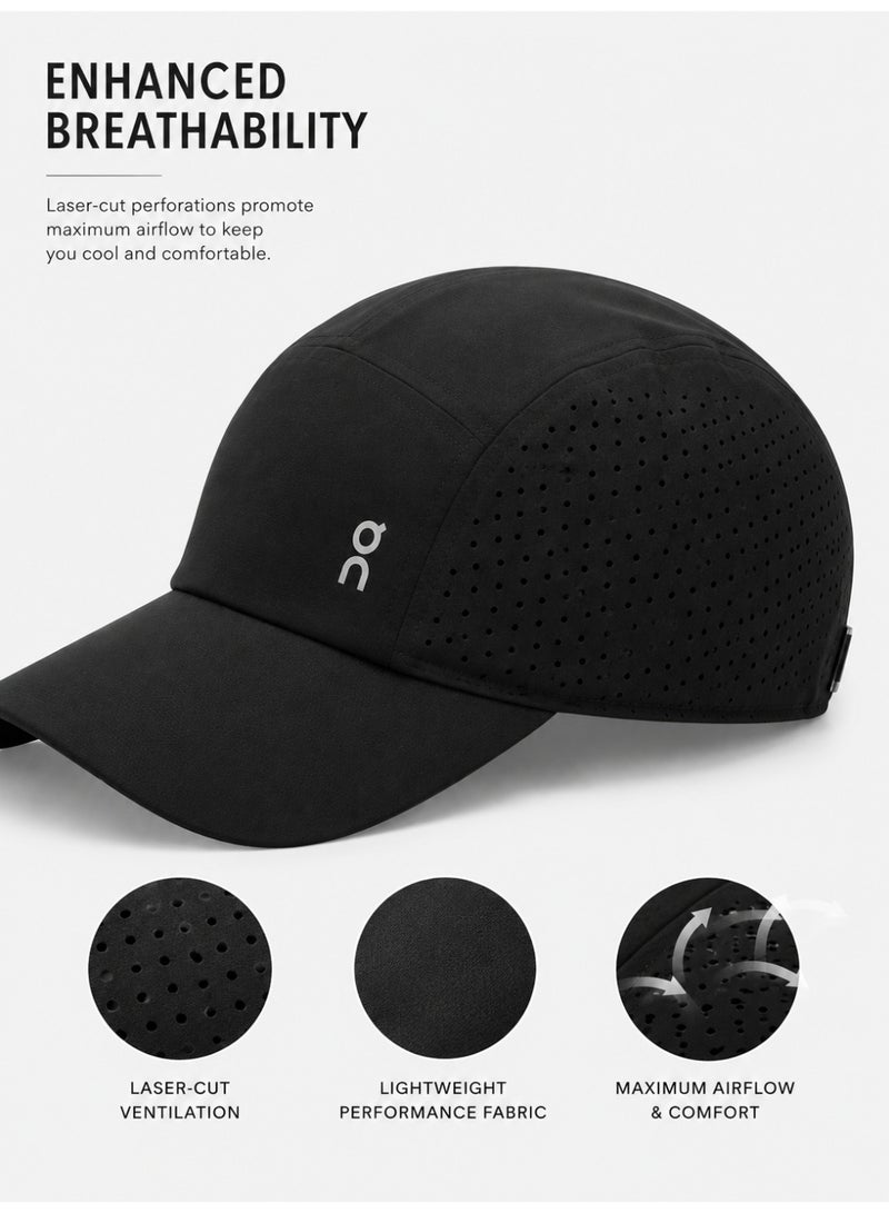 On Running Lightweight Running Cap – Ultra-Light Breathable Sports Hat with Adjustable Strap, Moisture-Wicking Sweatband & Ventilated Panels – Unisex Black - Image 4