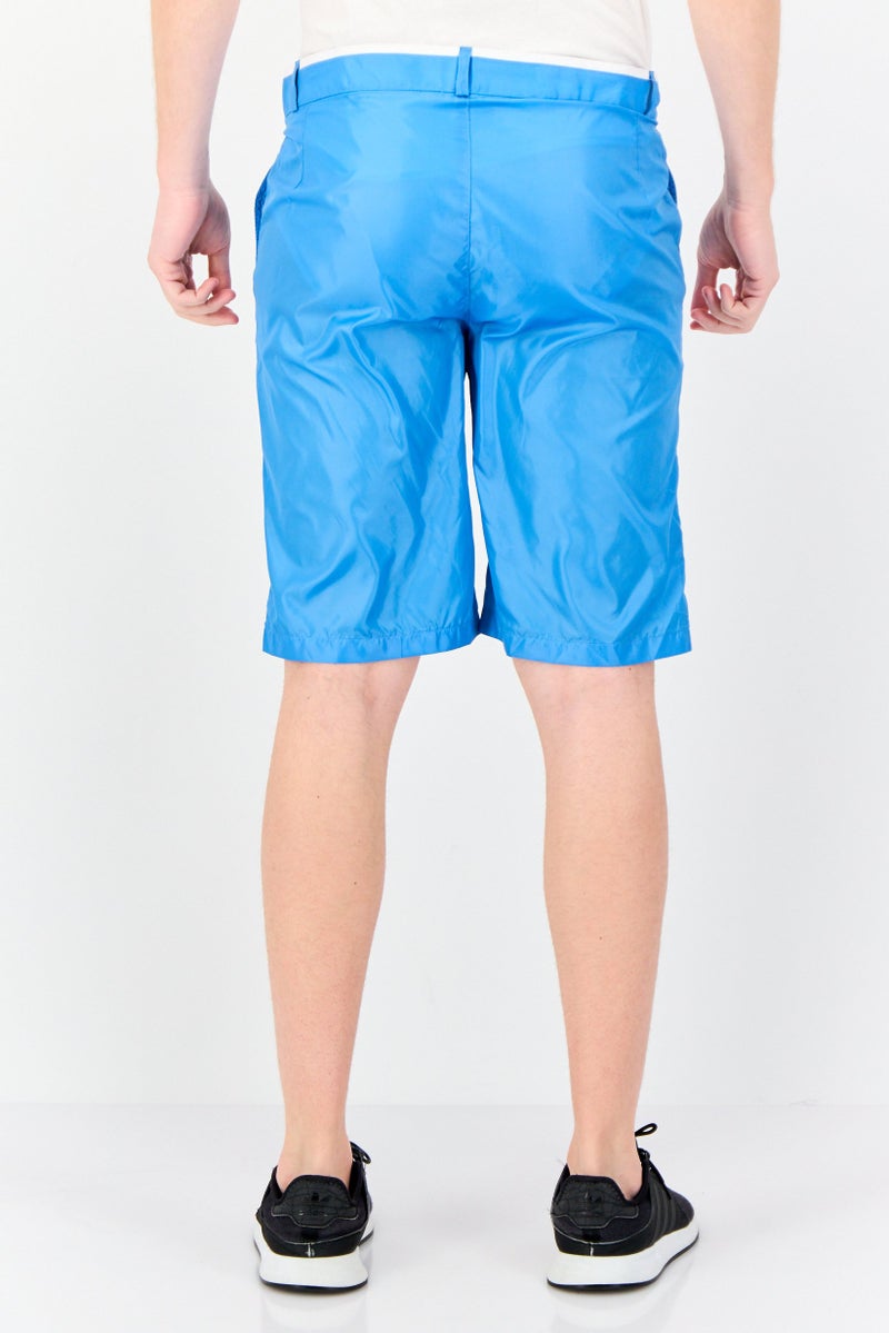 GAS Men Solid Basic Shorts, Blue  - Image 3