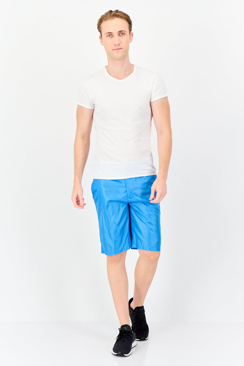 GAS Men Solid Basic Shorts, Blue  - Image 4