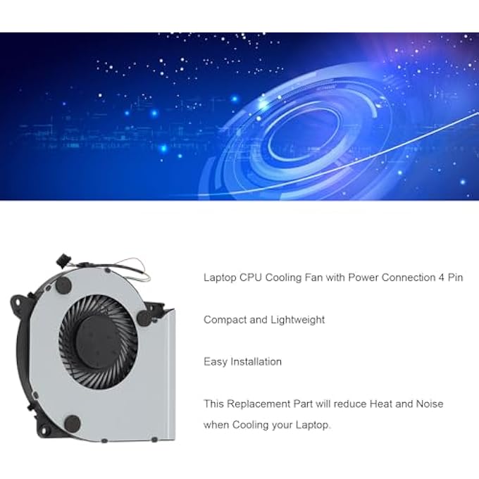 LAPTOP CPU COOLING FAN, FOR ASUS X409F X409FA X409FJ X509FB A509FB NOTEBOOK COOLING FAN, 4PIN CPU COOLER, ENHANCED COOLING PERFORMANCE, COMPACT AND LIGHTWEIGHT, P9X8DH6O5G - Image 3