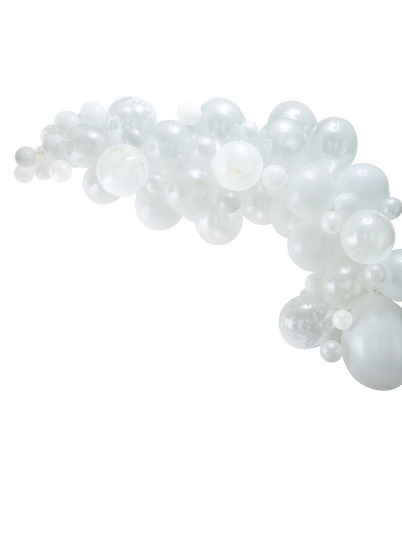 Ginger Ray Balloon Arch Kit White Pearl Latex Confetti DIY 70-Pack 4m - Image 1