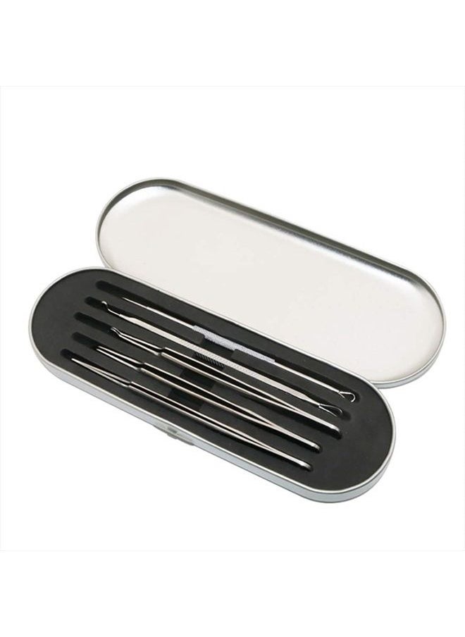 Blackhead Remover Kit - FEITA Blackhead Tweezers Removal Tool Kit Set - Acne Tweezers Pimple Comedone Extractor With Travel Case (5 Pcs)