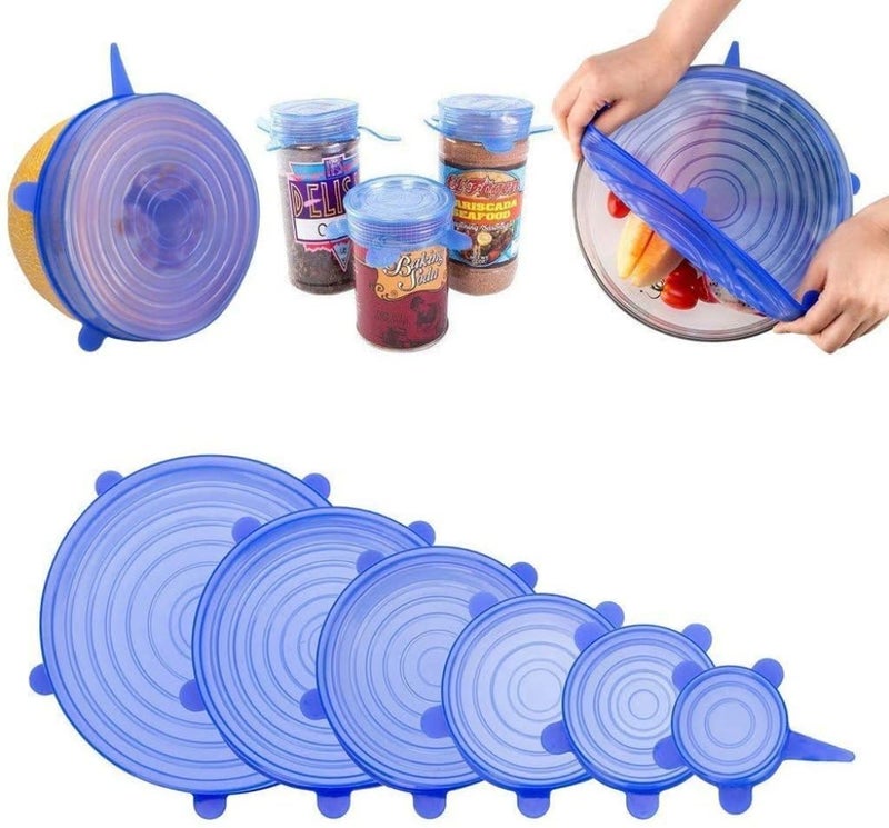 Samtrish Silicone Stretch Lids Flexible Covers for Utensils, Bowls,Plates Jars, Cans, Mugs, Dishwasher, Freezer Safe, Food Safety Reusable Lids 6 pcs Multi Size (Multicolor) - Image 2