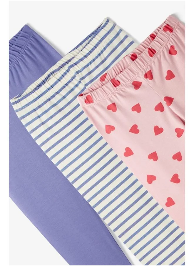 JUNE June Girls 3-Pack Tight Pink - Purple - Ecru