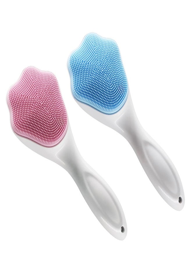 Flexoria Cat Paw Silicone Face Scrubber, 2-Pack Manual Cleansing and Exfoliating Brush for Pore Care, Blackhead Removal, Gentle Skincare and Makeup Cleaning, Soft Bristles (Pink & Blue) - Image 1