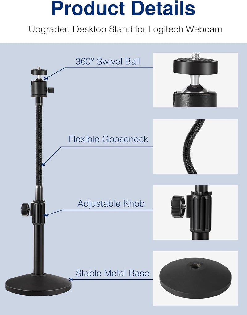 Puroma Webcam Stand Goose-Neck Mount for Logitech Webcams - Image 3