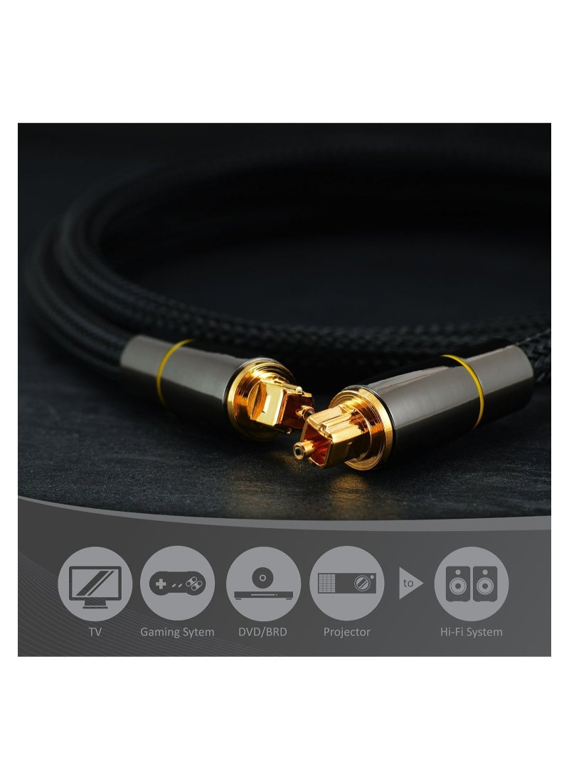 Generic - Digital Optical Audio Cable, 24K Gold-Plated Nylon Braided Optical Fiber Male to Male Cable, 150 cm Digital Optical Cable for Sound Bar, TV, Playstation, 1 Pcs - Image 1