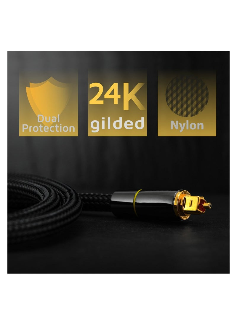 Generic - Digital Optical Audio Cable, 24K Gold-Plated Nylon Braided Optical Fiber Male to Male Cable, 150 cm Digital Optical Cable for Sound Bar, TV, Playstation, 1 Pcs - Image 1