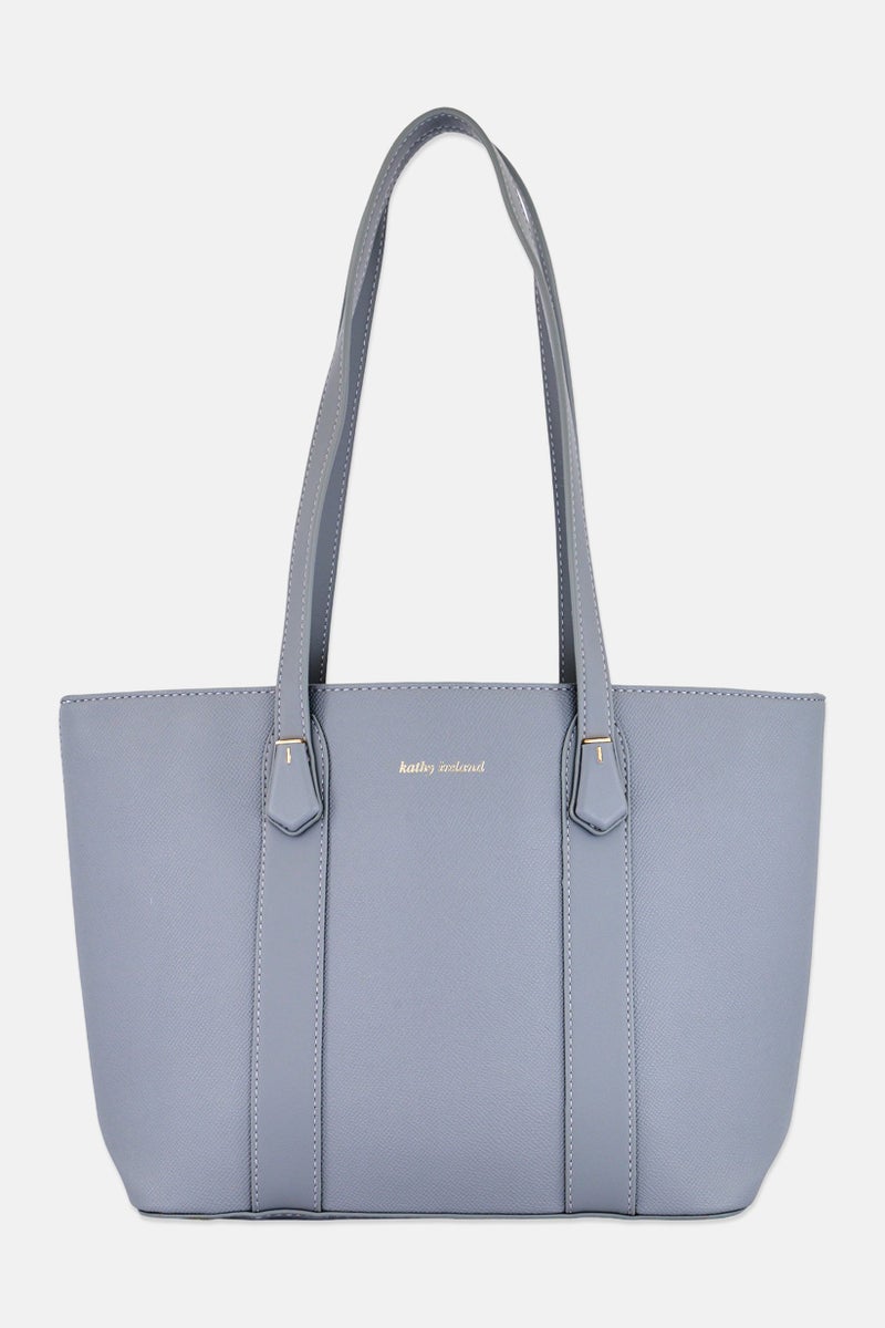 Kathy Ireland Women Brand Logo Handbag, Steel Grey - Image 1