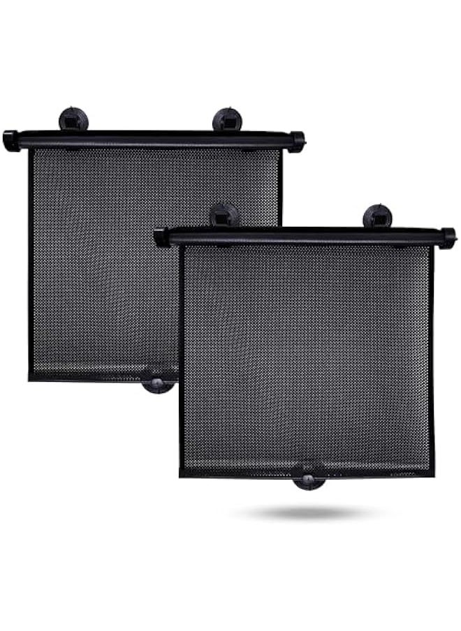 TRASSLE 2 Pack Car Side Window Sun Shade, Retractable Car Roller Sunshade for Kids, Baby Car Window Shades for UV and Sun Glare Protection, Baby Car Travel Accessories  - Image 1