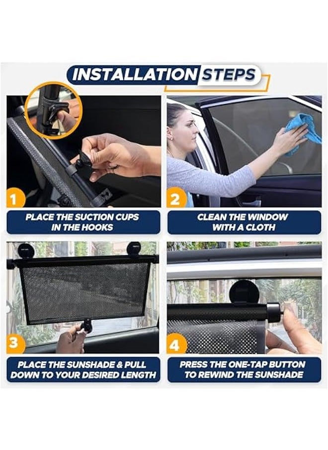 TRASSLE 2 Pack Car Side Window Sun Shade, Retractable Car Roller Sunshade for Kids, Baby Car Window Shades for UV and Sun Glare Protection, Baby Car Travel Accessories  - Image 3