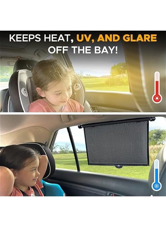 TRASSLE 2 Pack Car Side Window Sun Shade, Retractable Car Roller Sunshade for Kids, Baby Car Window Shades for UV and Sun Glare Protection, Baby Car Travel Accessories  - Image 4