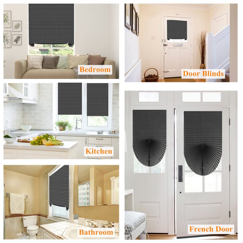 Maritown Window Blinds Cordless Blackout No Drill Cut to Size Clip On Stick On Self Adhesive Temporary Blinds Pleated Paper Blinds for Windows Doors Shades for Home Nursery Bedroom Kitchen Bathroom - Image 2