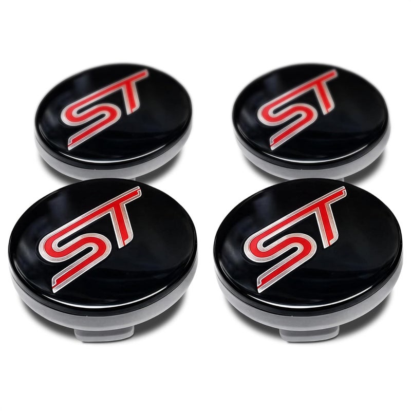 4 قطع 54 ملم ST Racing غطاء مركز العجلة أسود وأحمر شعار غطاء CP9C-1A096-AA