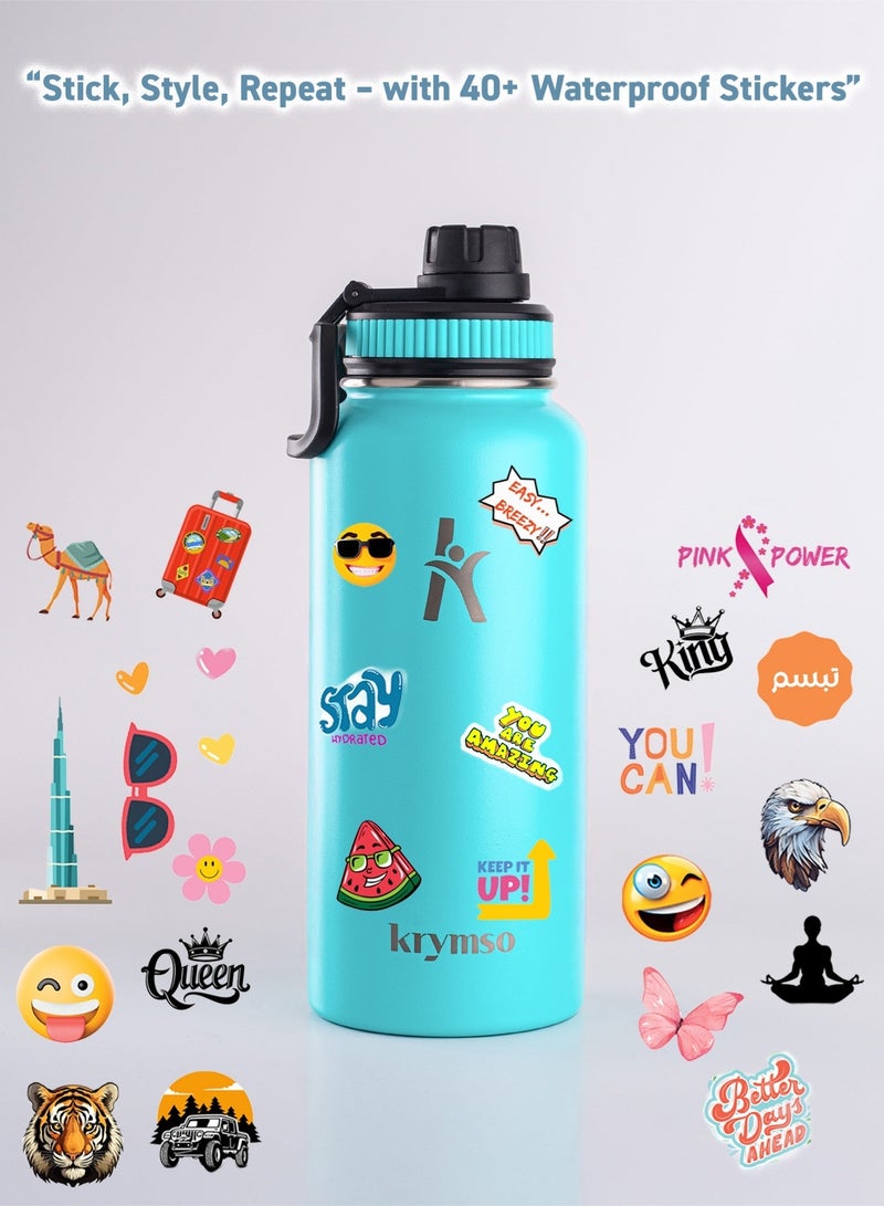 KRYMSO 950ml Stainless Steel Water Bottle, Sports Bottle with Straw, Double Wall Insulated Water Bottle, Thermos Flask, Water Bottle for kids, Gym - Image 4