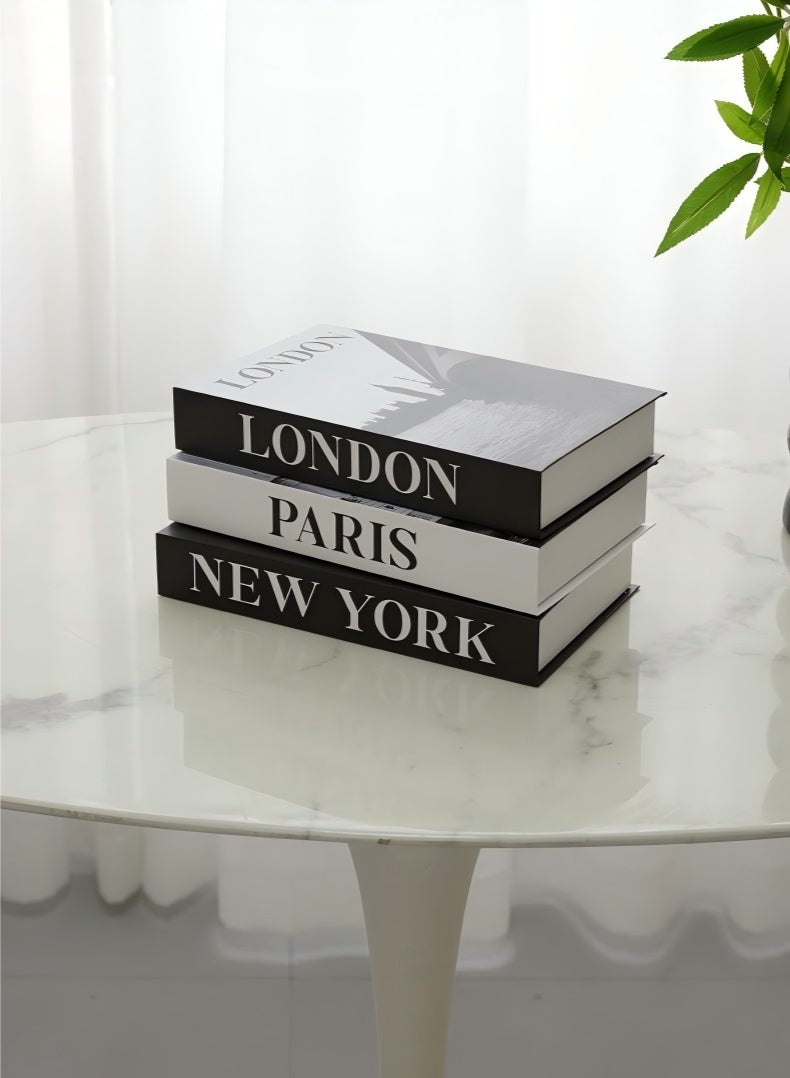 JUNYOUK Decorative Books for Home Decor,Set of 3 Stylish Fake Books of Room Books Decor Aesthetic,for Coffee Table Decor,Living Room, Table, Shelf Decor,Modern Hardcover Stacked Display Books - Image 3