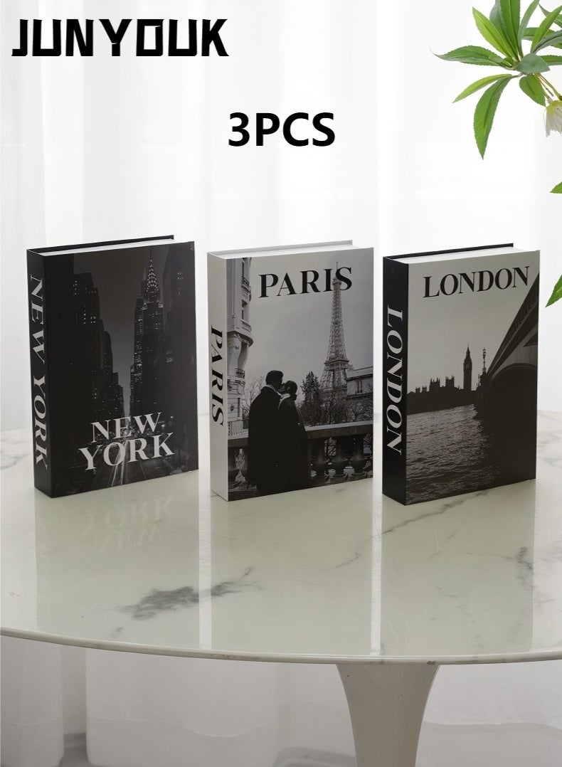JUNYOUK Decorative Books for Home Decor,Set of 3 Stylish Fake Books of Room Books Decor Aesthetic,for Coffee Table Decor,Living Room, Table, Shelf Decor,Modern Hardcover Stacked Display Books - Image 1